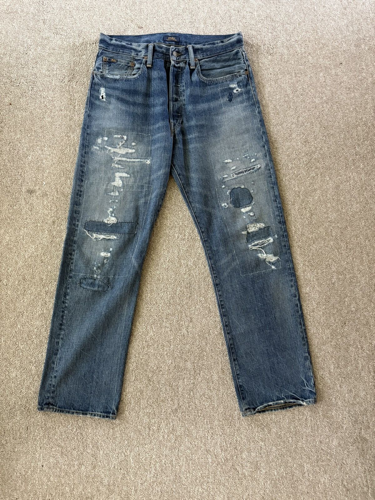 Polo Ralph Lauren Vintage classic fit distressed patch jeans Size US 30 / EU 46 - 1 Thumbnail