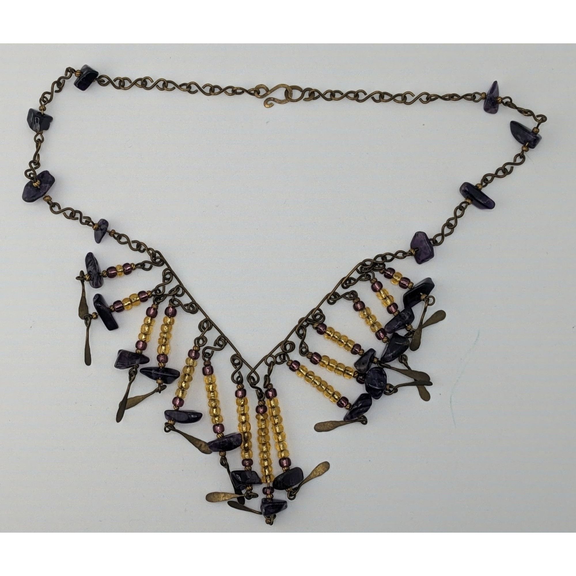 Handmade Vintage Bohemian Handmade Amethyst & Glass Beaded Necklace W Size ONE SIZE - 7 Thumbnail