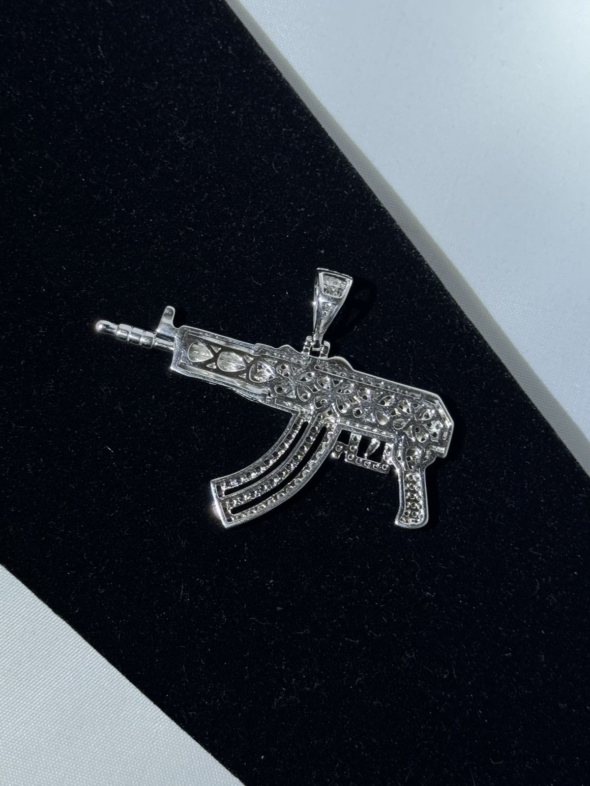 Sterling Silver Ak47 Silver Cz Pendant Size ONE SIZE - 2 Thumbnail
