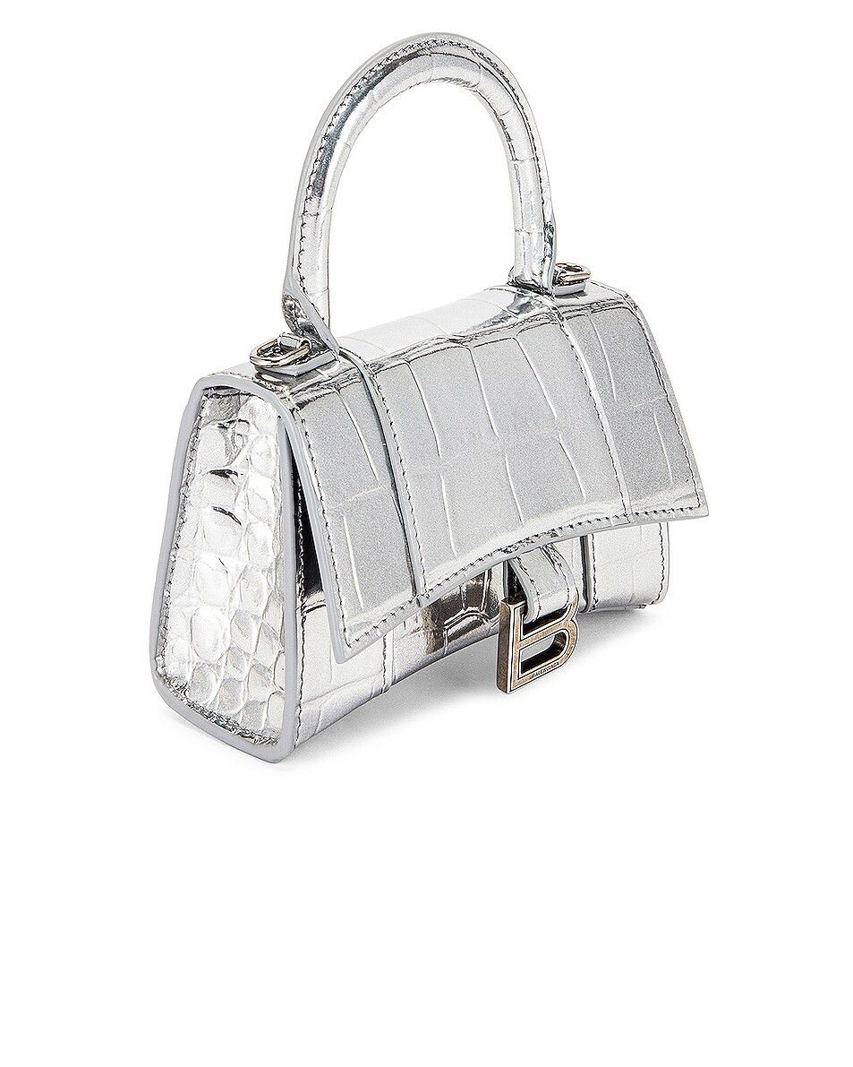 Balenciaga o1mt1gz1024 Size: OS / Hourglass Mini Bag W/Chain in Silver Size ONE SIZE - 6 Thumbnail