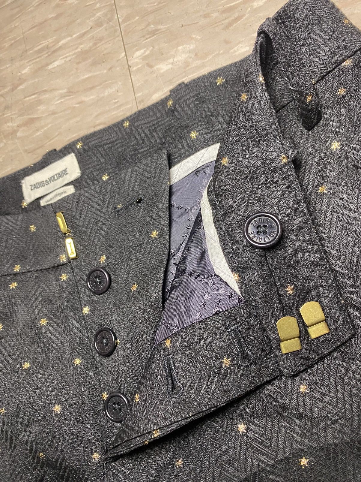 Vintage × Zadig & Voltaire Zadig & Voltaire black gold wool trousers pants Size 30" / US 8 / IT 44 - 8 Thumbnail