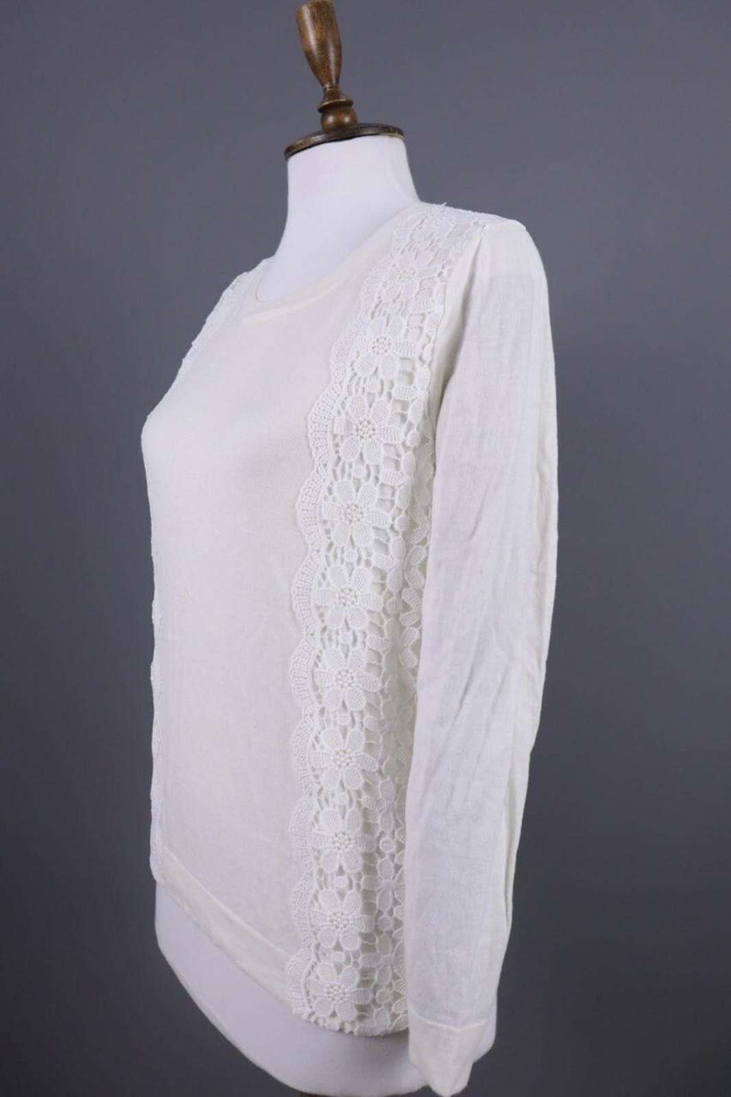 J.Crew J.Crew White Embroidered Floral Lace Knit Sweater Size M Size M / US 6-8 / IT 42-44 - 9 Thumbnail