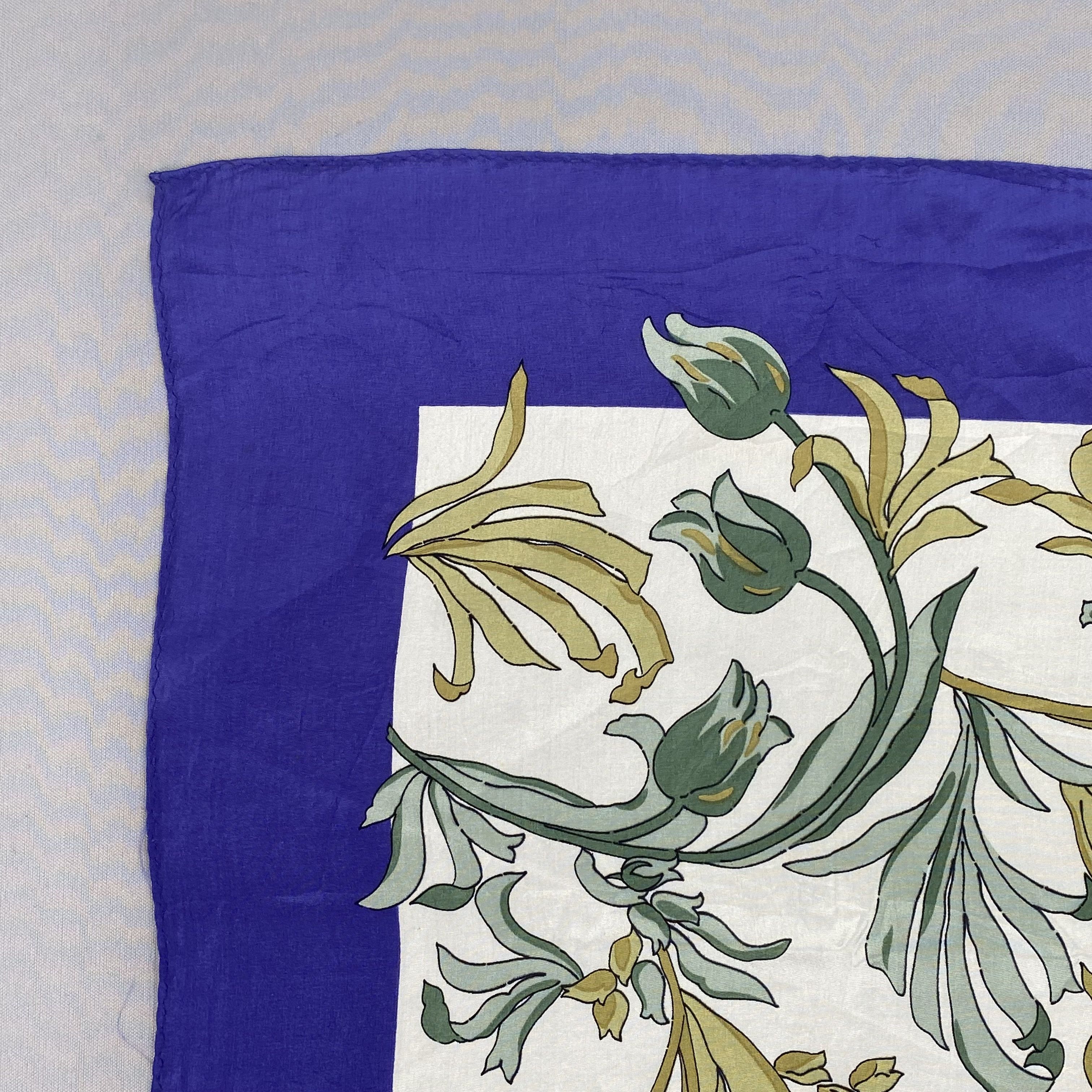 Japanese Brand Vintage Floral Swirl SILK Scarf Twill Wraps Scarves Size ONE SIZE - 7 Thumbnail