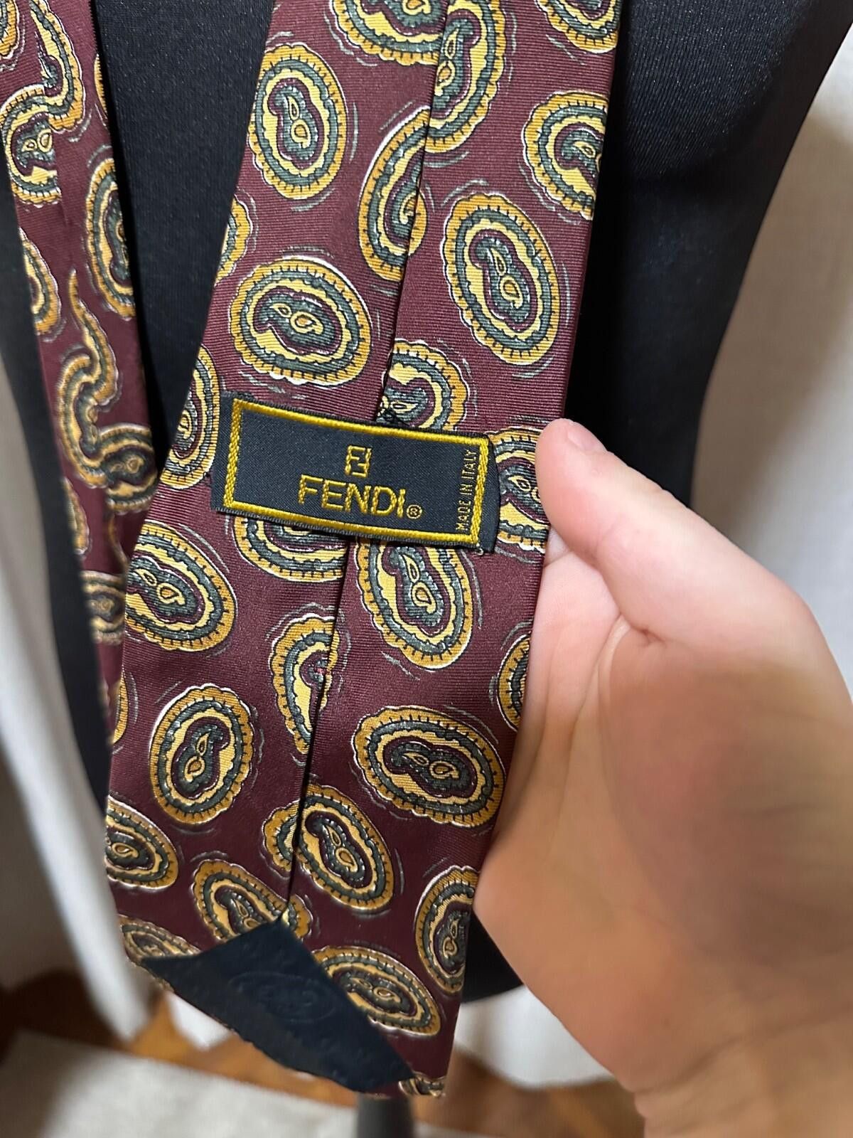 Fendi Vintage Fendi Mens Necktie Tie 100% Silk Made in Italy Size ONE SIZE - 7 Thumbnail