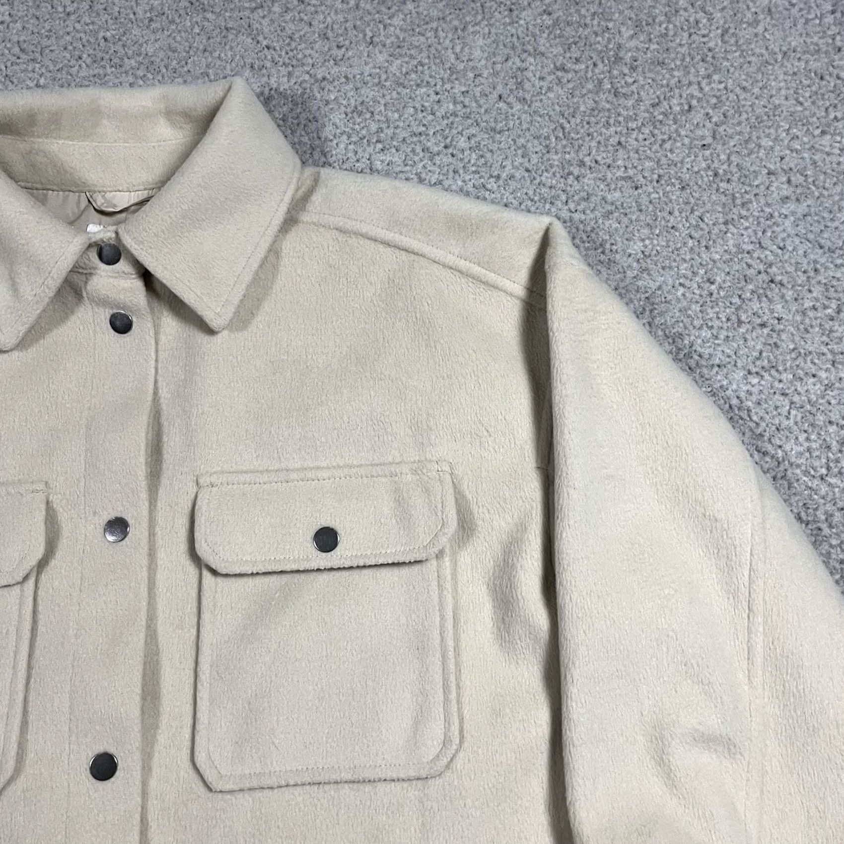 H&M H&M Coat Womens M Beige Shacket Snap Button Front Pockets Jacket Size M / US 6-8 / IT 42-44 - 5 Thumbnail