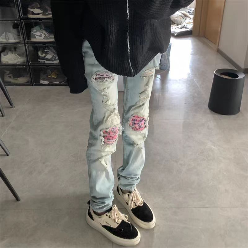 Japanese Brand × Jean High street ripped coloured patch distressed washed jeans Size US 32 / EU 48 - 1 Thumbnail