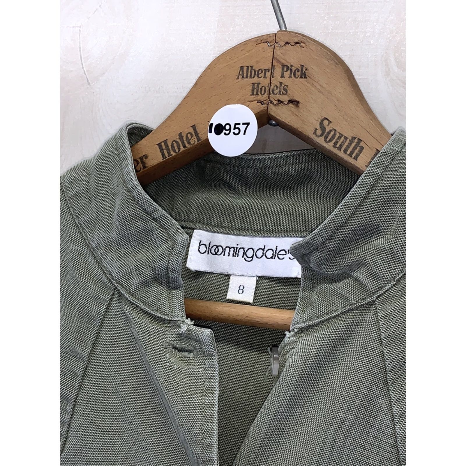 Bloomingdale's VINTAGE Bloomingdale’s Weathered Green Button Front Roll Sleeve Shirt Dress Sz 8 Size M / US 6-8 / IT 42-44 - 2 Thumbnail
