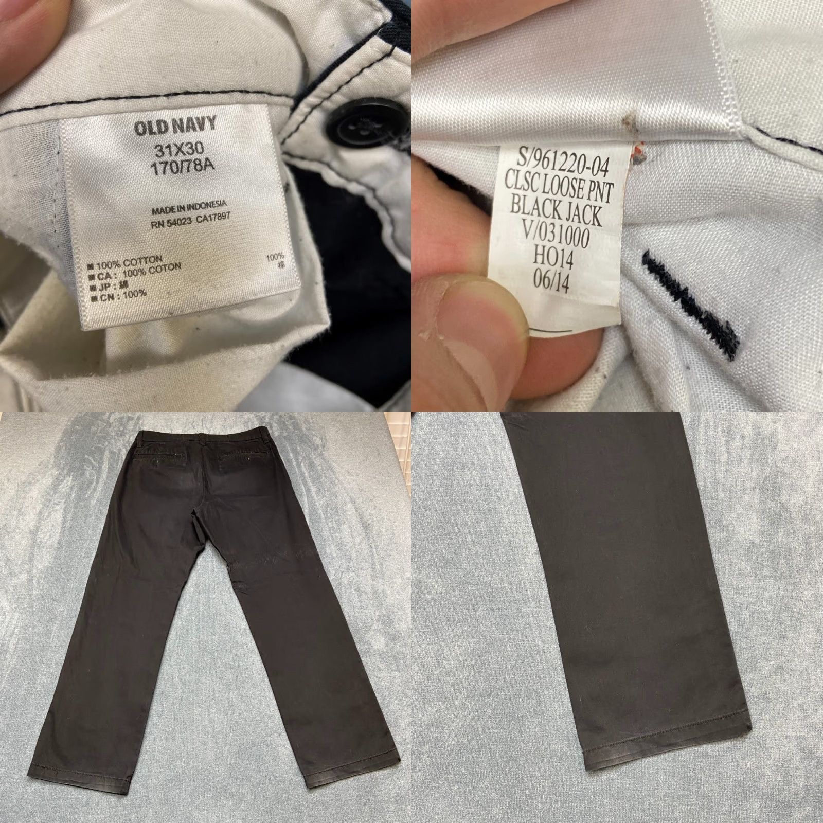 Old Navy Old Navy Chino Pants Men 31x30 Black Cotton Dark Wash Straight Classic Loose Fit Size US 31 - 8 Thumbnail