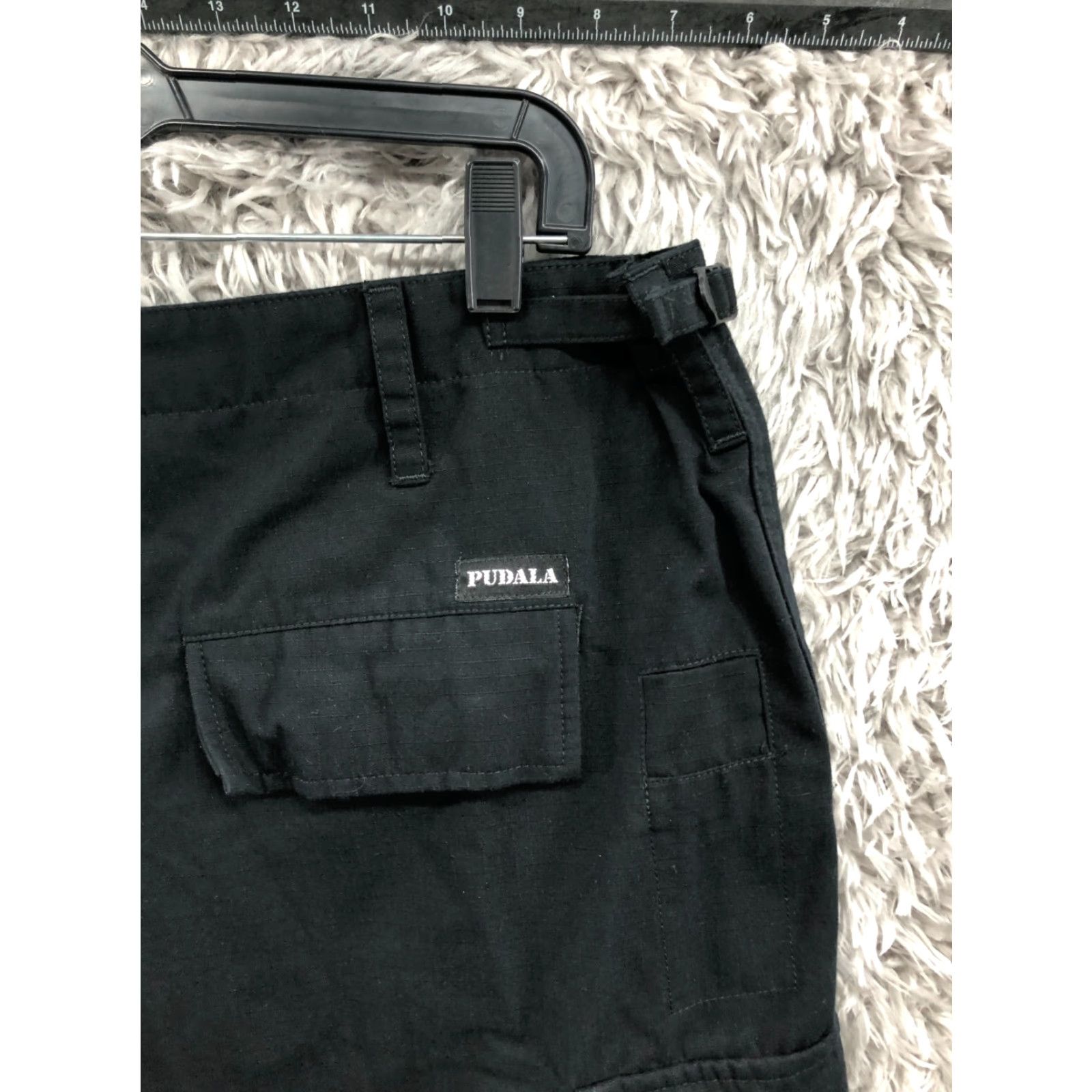 Vintage Pudala Cargo Shorts Mens Large Regular Mid Rise Dark Wash Black Cotton Blend 5-Pocket Cargo Style Logo Belt Loops Inseam 10 in Size US 33 - 7 Thumbnail
