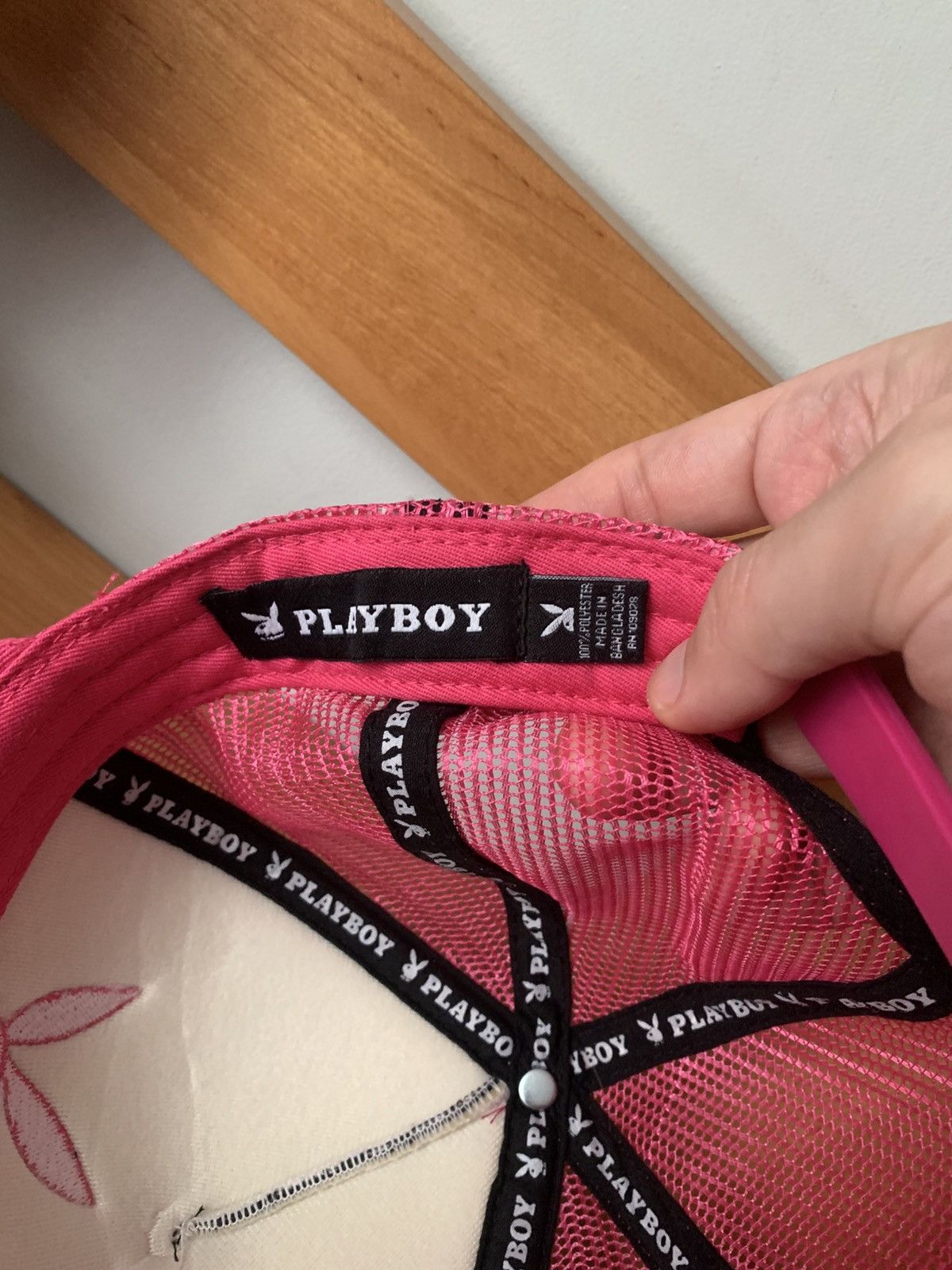 Playboy × Vintage 00s Vintage Playboy Double Rabbit Head Pink Trucker Hat Size ONE SIZE - 3 Thumbnail