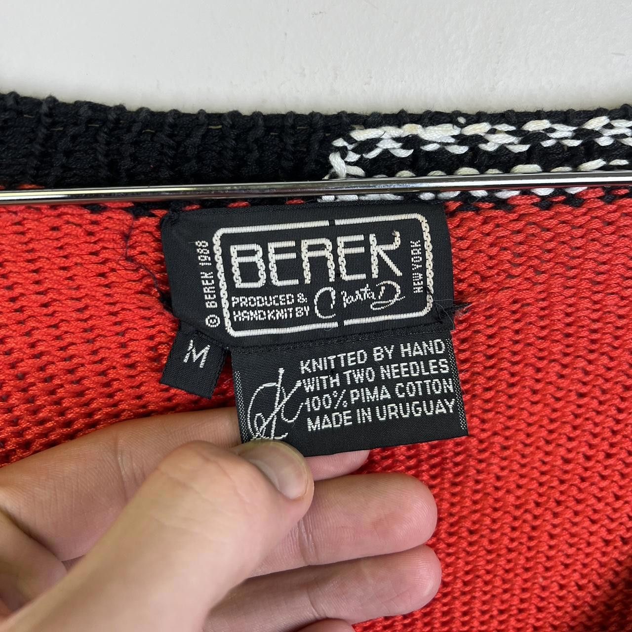 Vintage 80s Vintage Red Knit Cardigan Berek Sweater 1988 Size US L / EU 52-54 / 3 - 8 Thumbnail
