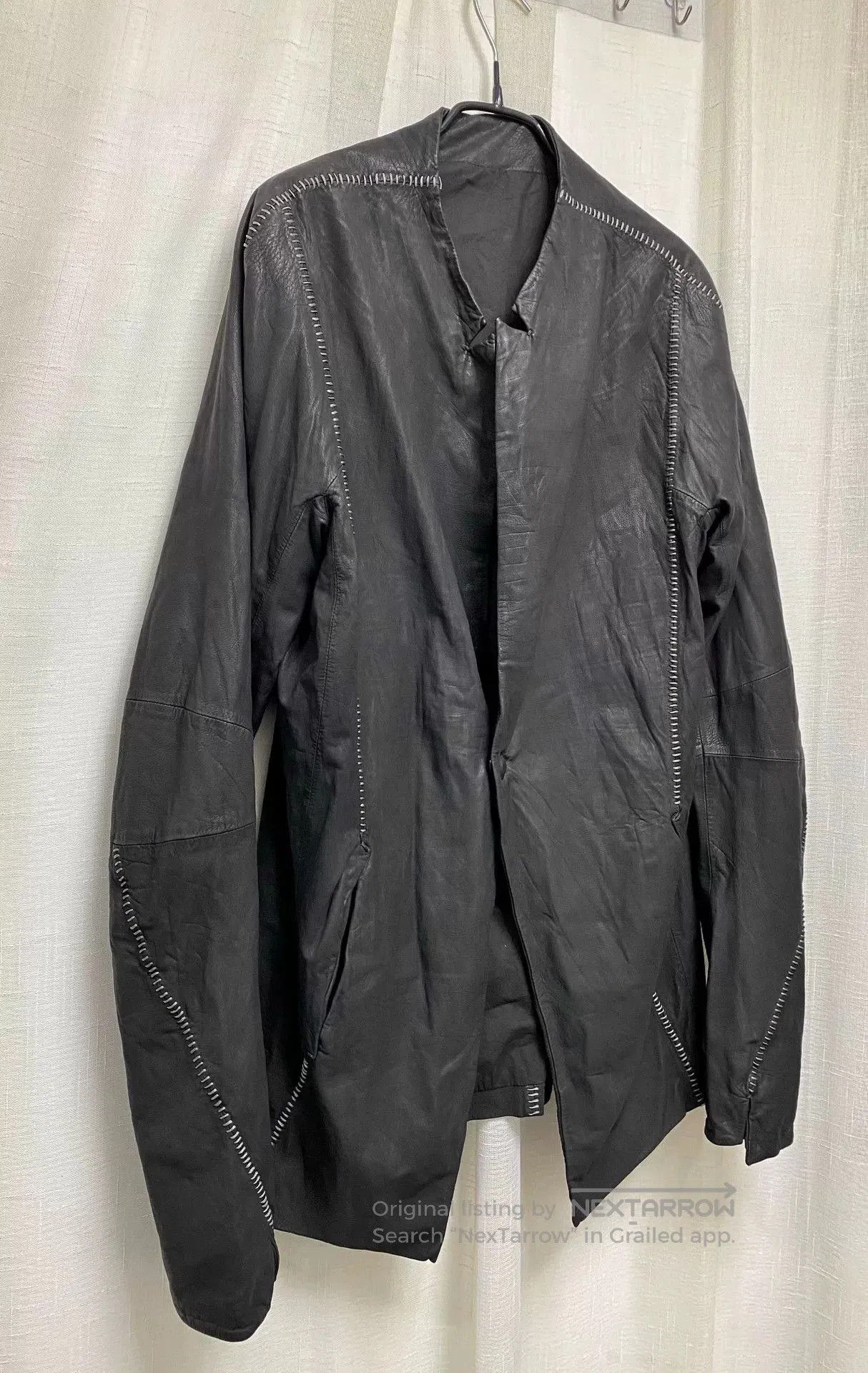 Other Dark Distressed Sheepskin Overlock Stitch Jacket. Size US M / EU 48-50 / 2 - 1 Thumbnail