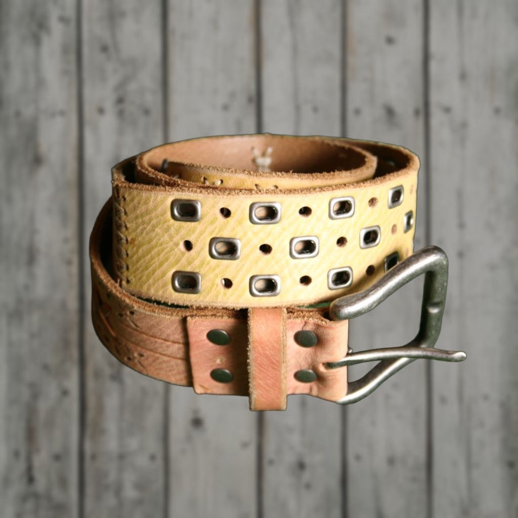 Fossil FOSSIL Belt Women's L Leather Multicolor Stitched Grommet Laser Cut Patchwork Sz. L Size ONE SIZE - 1 Thumbnail