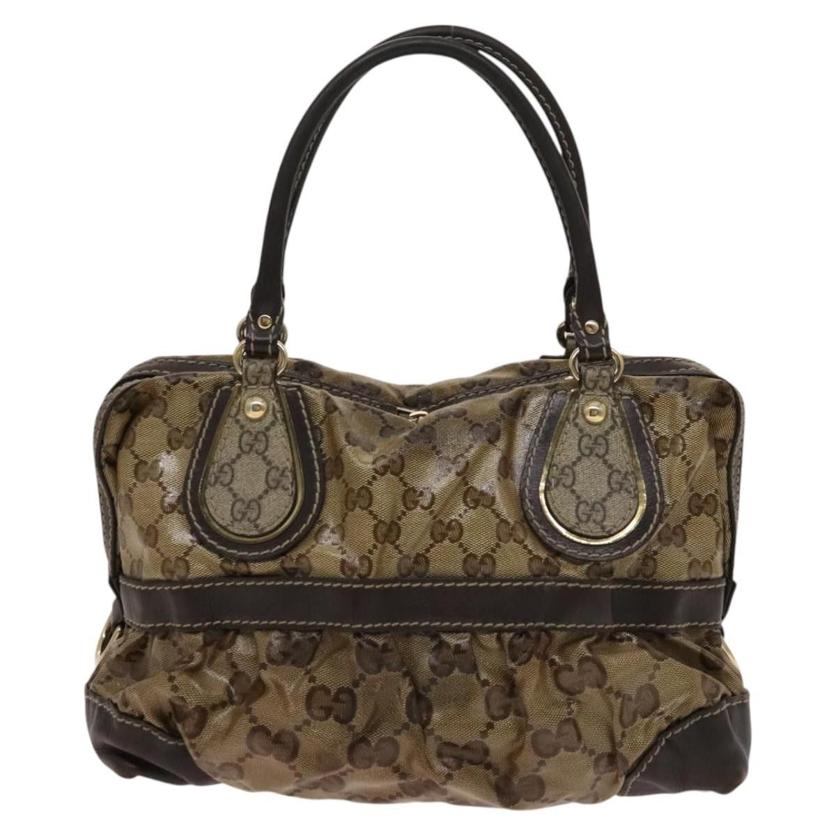 Gucci GUCCI GG Crystal Hand Bag Coated Canvas Brown Gold Size ONE SIZE - 2 Thumbnail