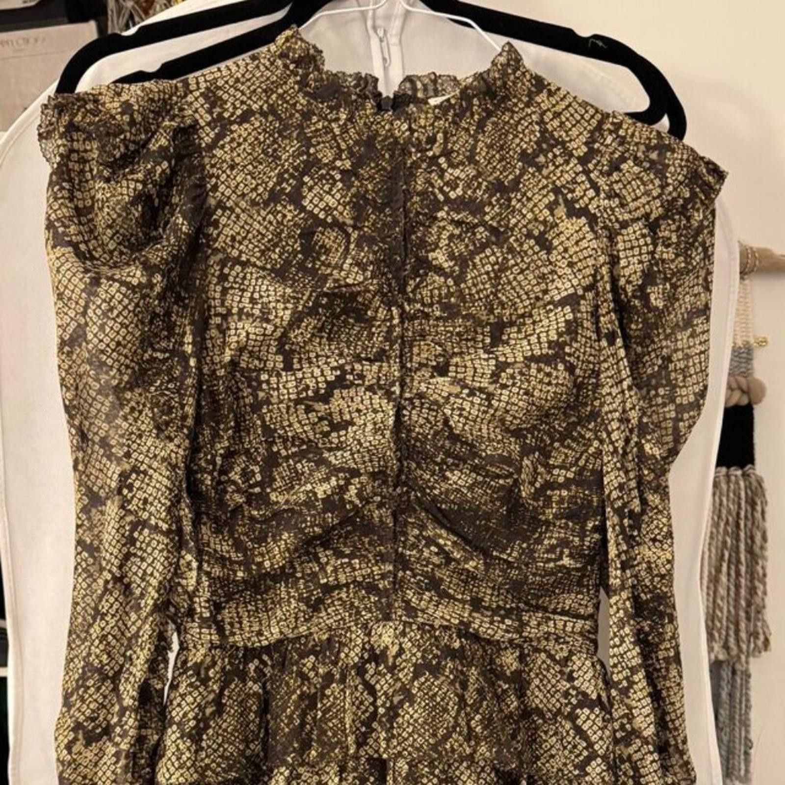 Designer Ulla Johnson long sleeve python print mini dress Size XS / US 0-2 / IT 36-38 - 2 Thumbnail