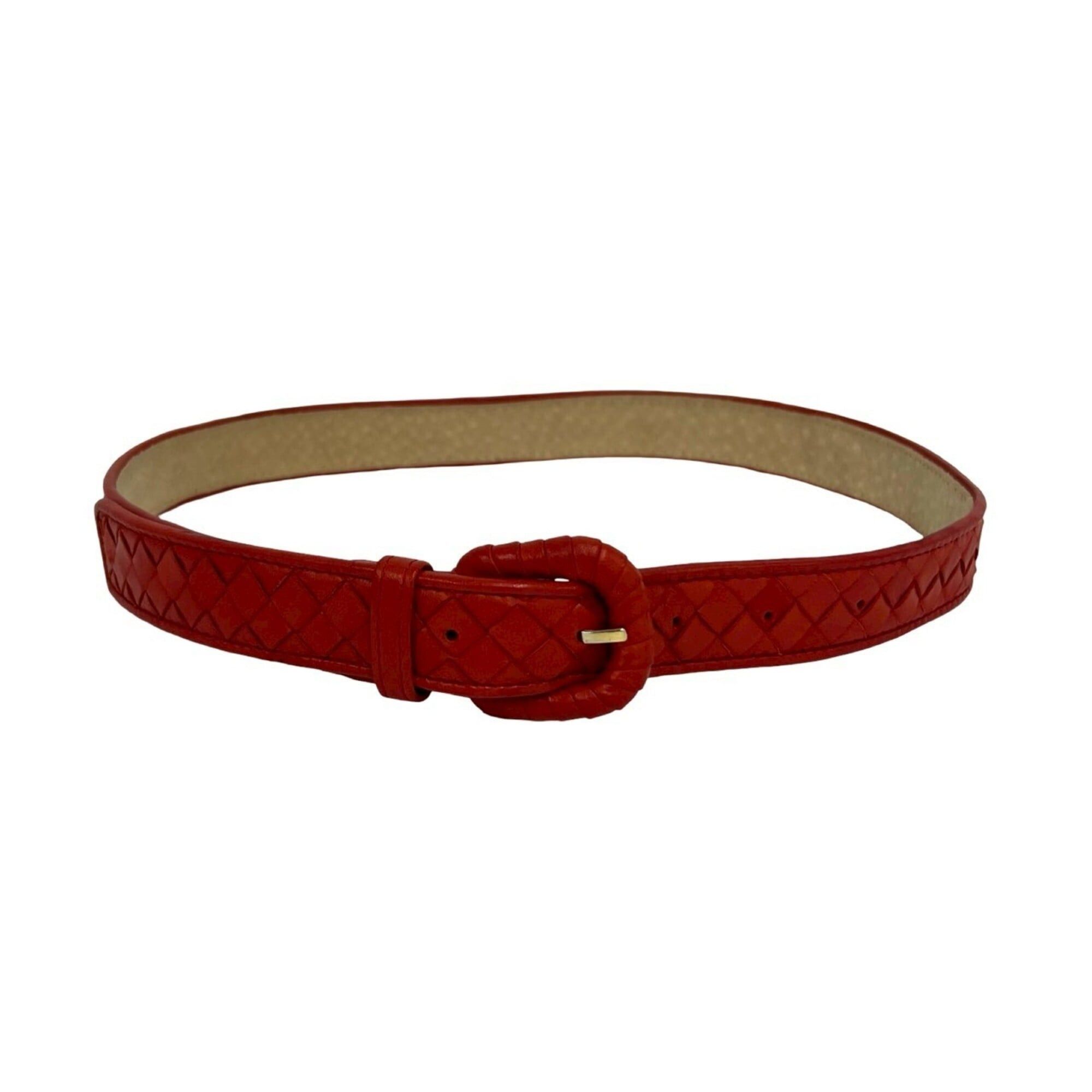 Bottega Veneta BOTTEGA VENETA Intrecciato Leather Belt for Women, Red, 21771 Size ONE SIZE - 1 Thumbnail