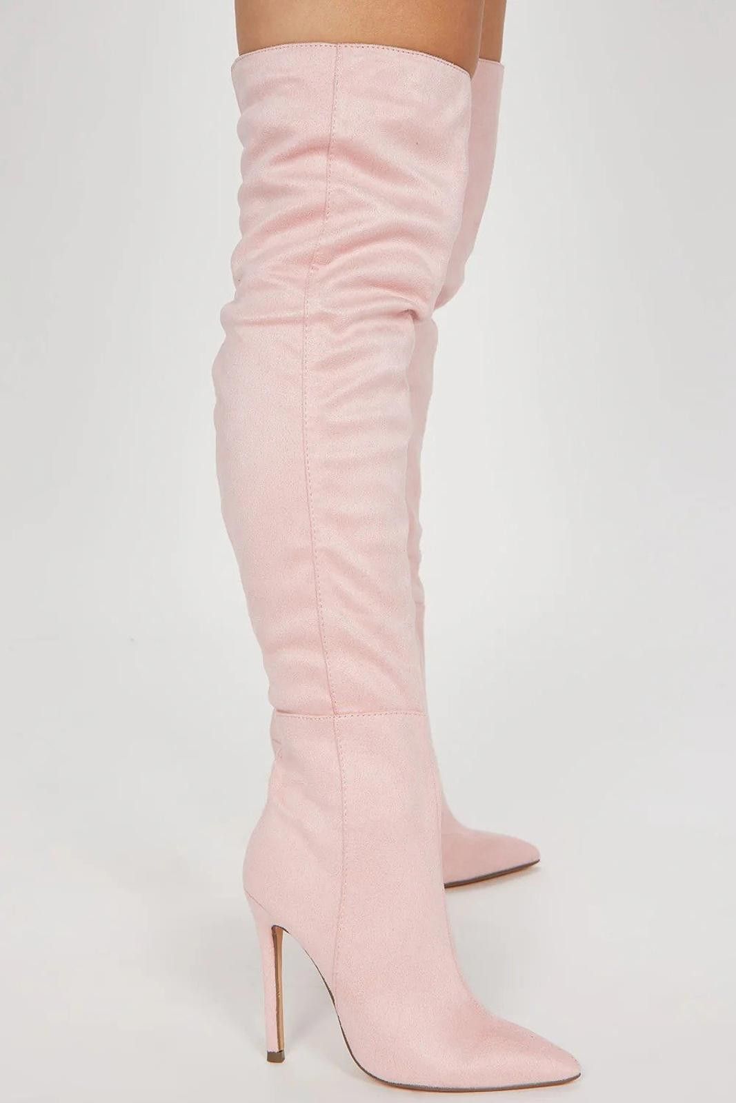 Fashion Nova Sending My Location Knee High Heeled Boots - Blush Size US 10 / IT 40 - 2 Thumbnail