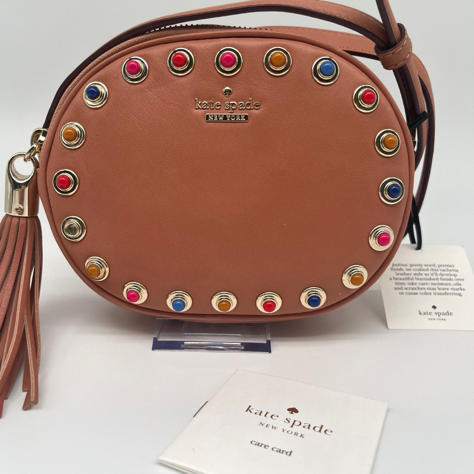 Kate Spade KATE SPADE NWT Leather Devoe Street Tinley, Brown w/ Studs Size ONE SIZE - 5 Thumbnail
