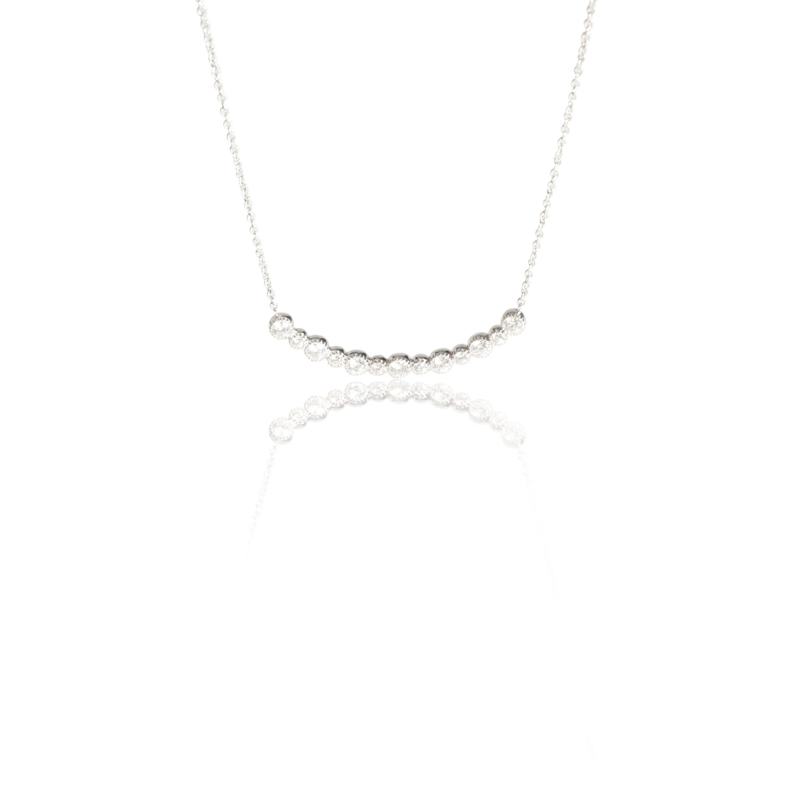 14K White Gold My Story Large Diamond Smile Pendant .38 Ctw
