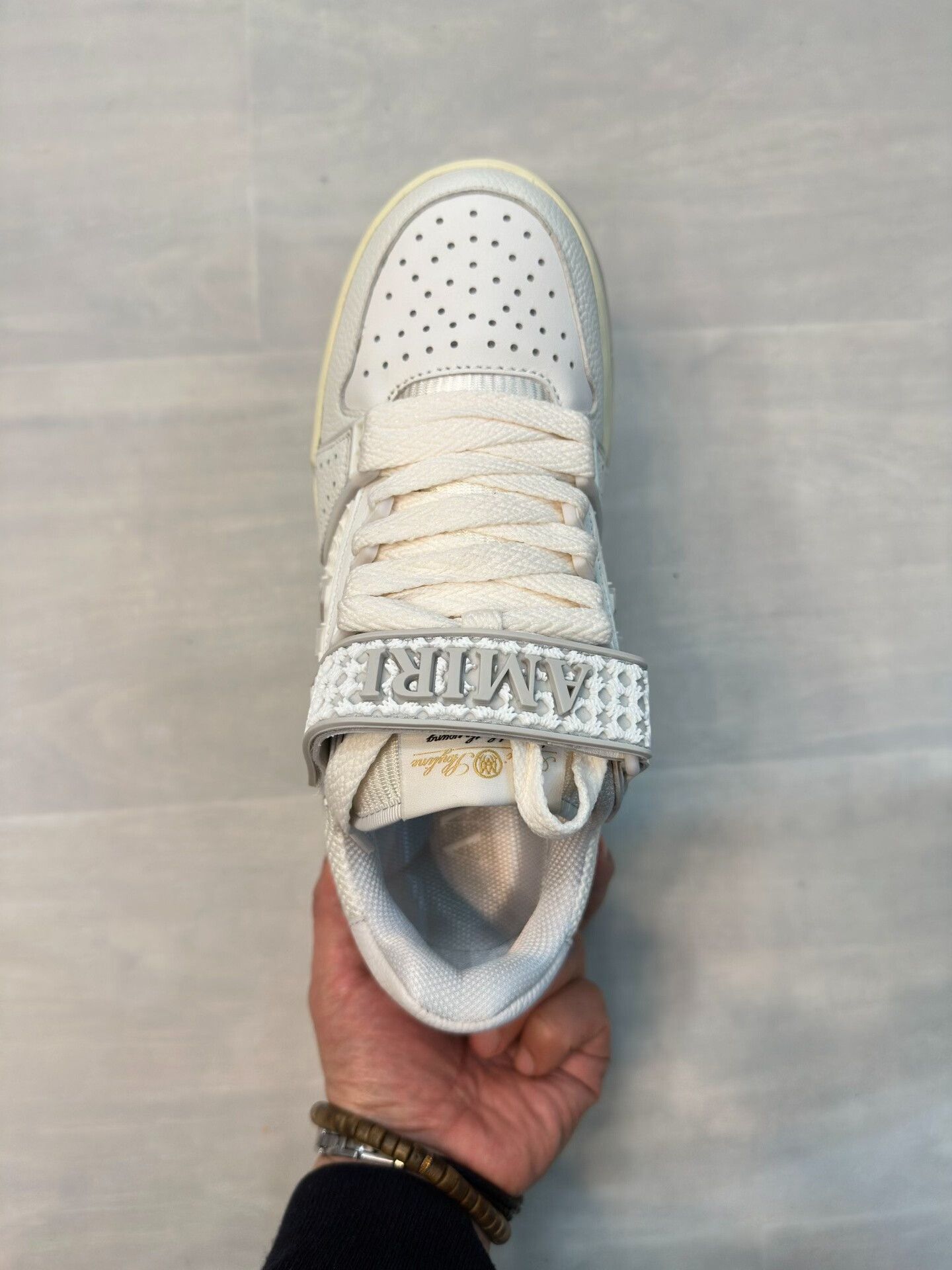 amiri casual sneakers in white leather and fabric