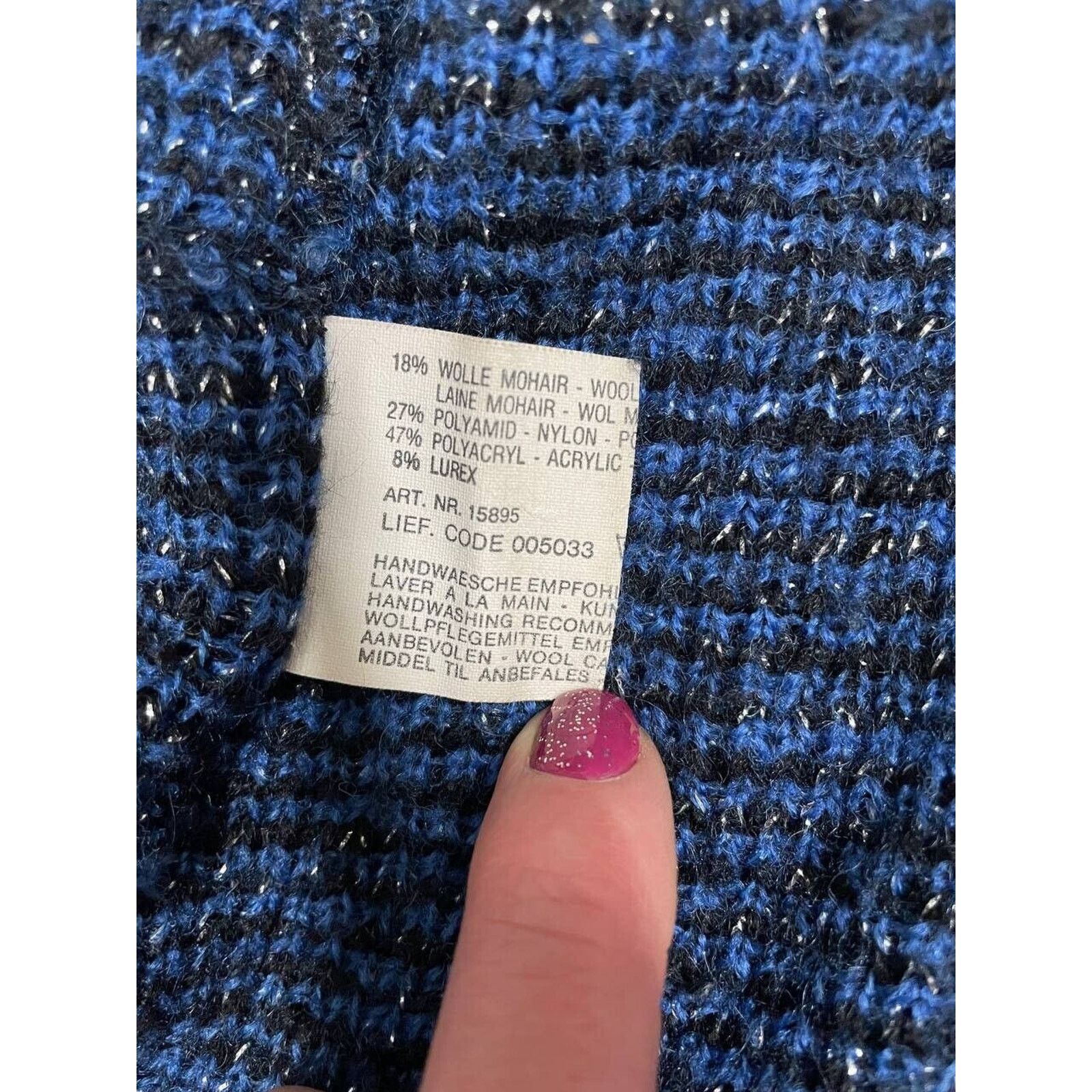 Givenchy × Vintage Vintage Givenchy Boutique Blue Mohair Wool Rose Cardigan XL Size XL / US 12-14 / IT 48-50 - 4 Thumbnail