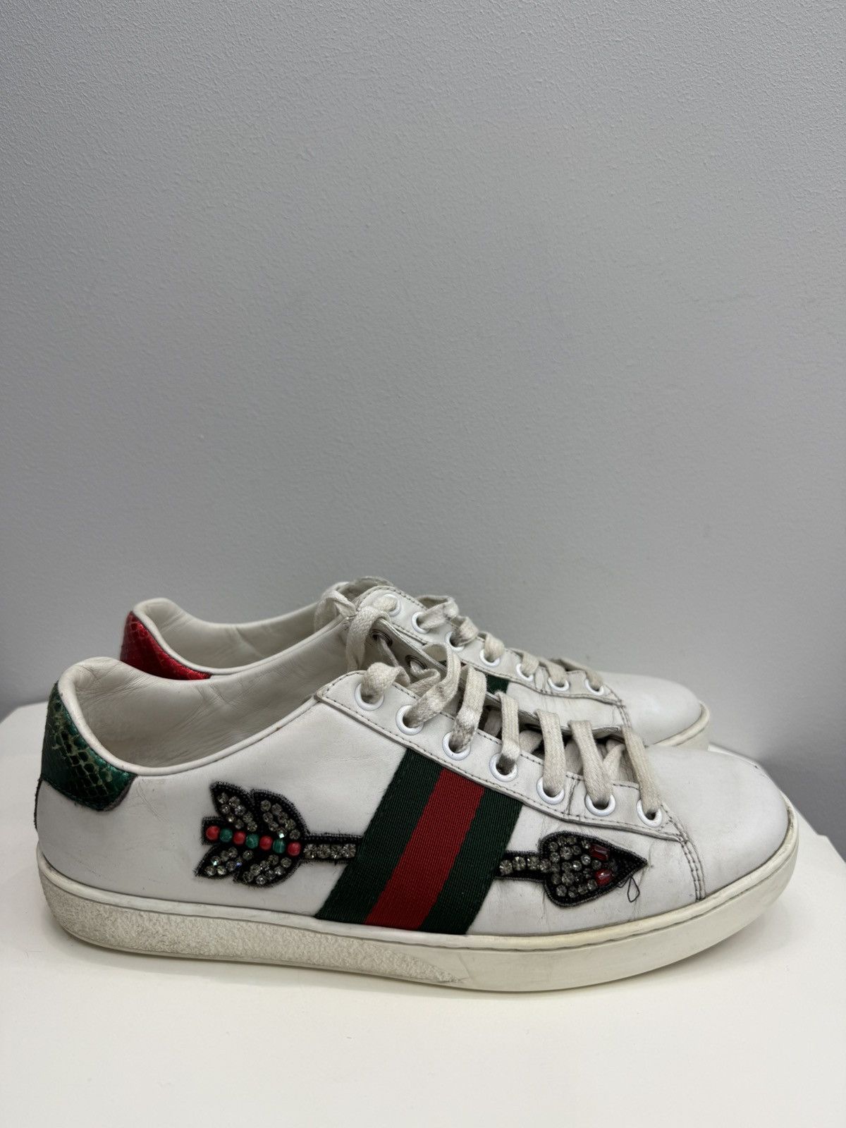 Gucci Gucci Ace Arrow OG Leather Low-Top Sneakers Size US 7 / IT 37 - 3 Thumbnail