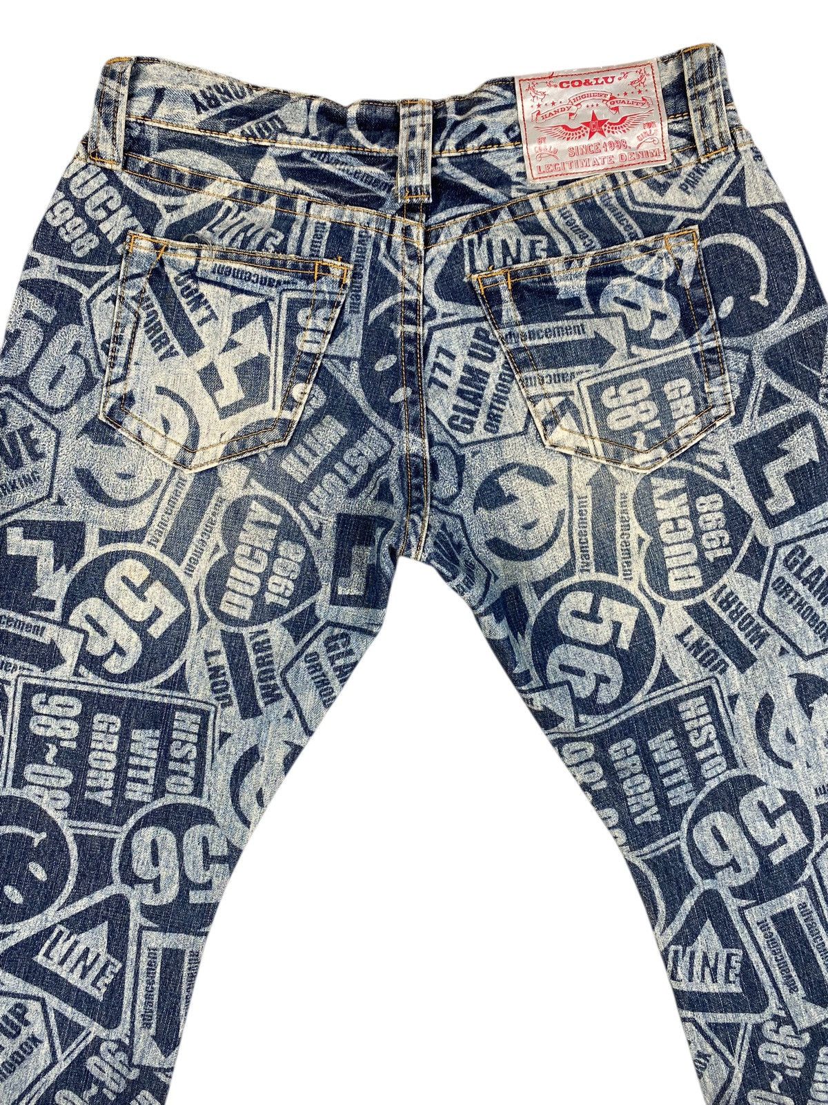 Japanese Brand Y2K 2000’s CO&LU “Stamp Print” Denim Size US 32 / EU 48 - 10 Thumbnail