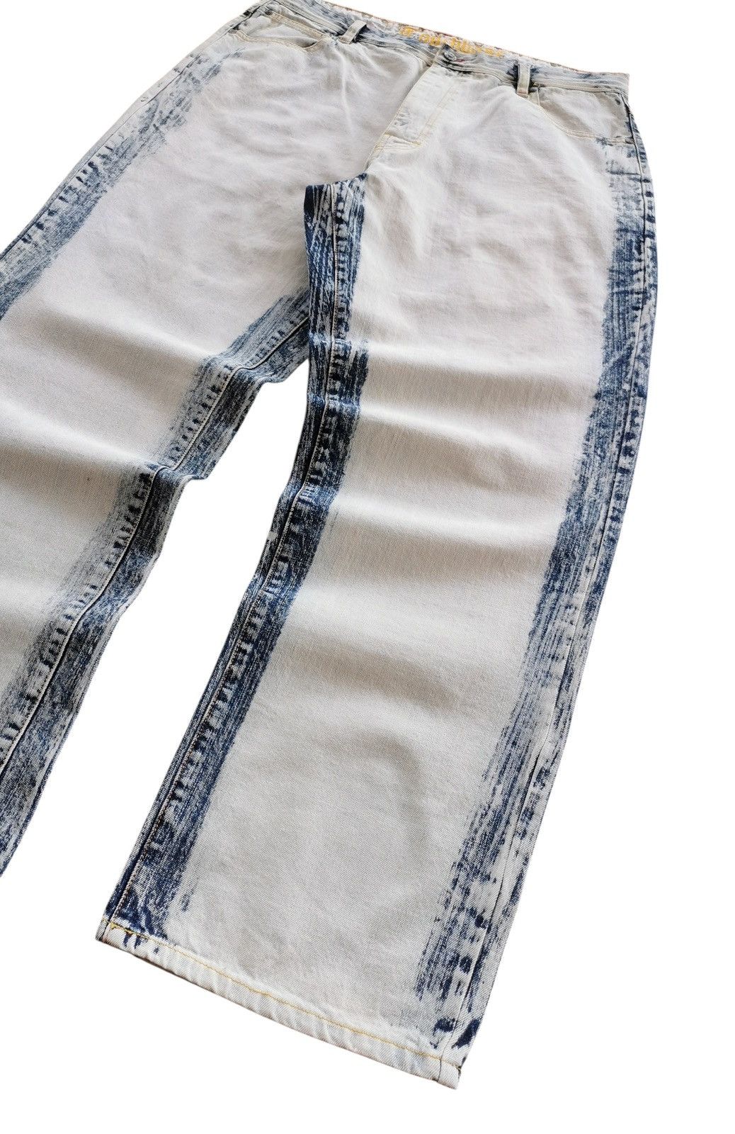 JNCO Touchbase 935 Baggy Jeans White with Blue Acid Wash Size 36 Size US 36 / EU 52 - 4 Thumbnail