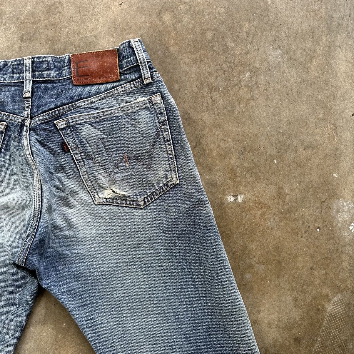 Japanese Brand Vintage E Function Edwin Distressed Jean Faded Denim Pant Size US 30 / EU 46 - 13 Thumbnail