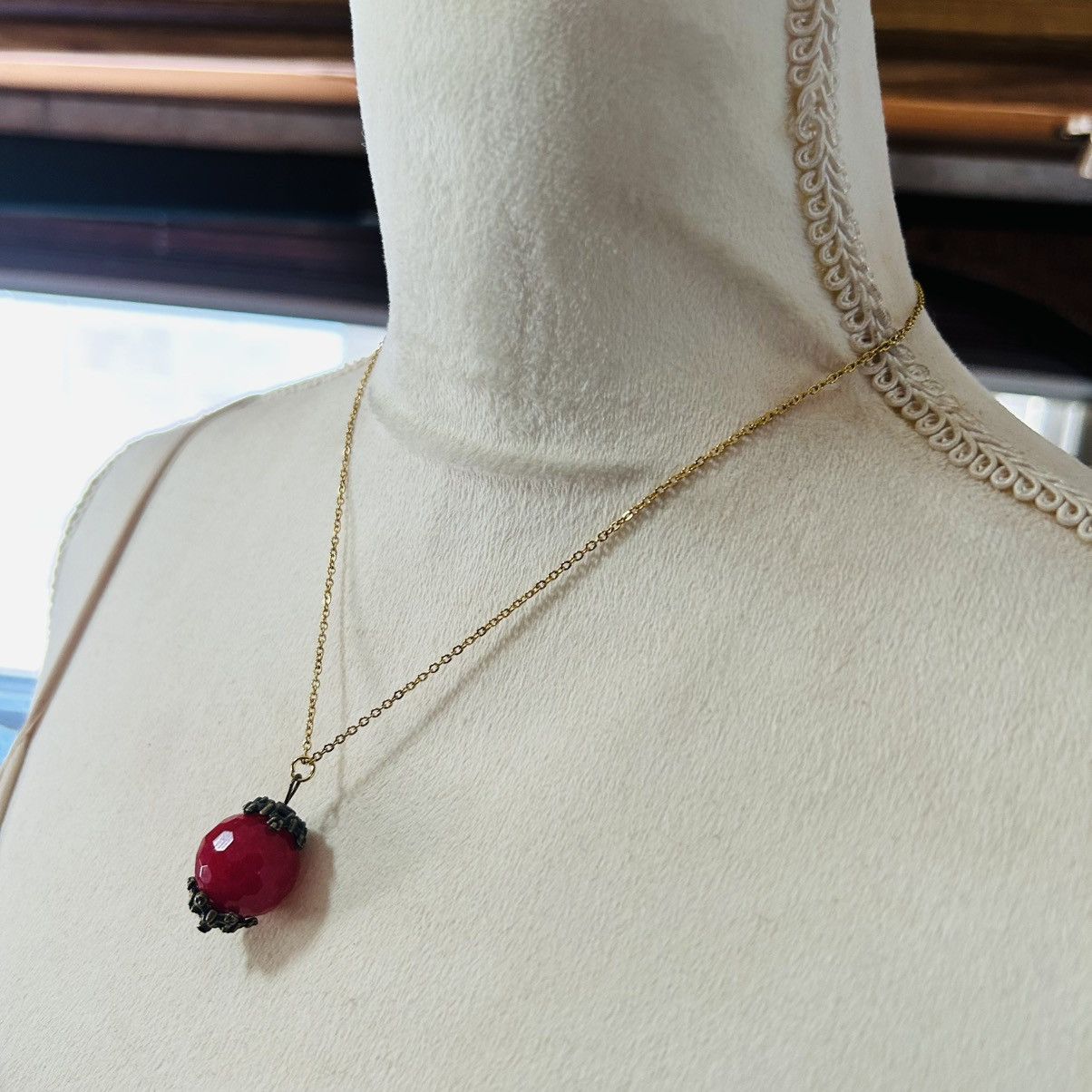 Vintage Vintage faceted bell capped carnelian agate pendant necklace Size ONE SIZE - 3 Thumbnail