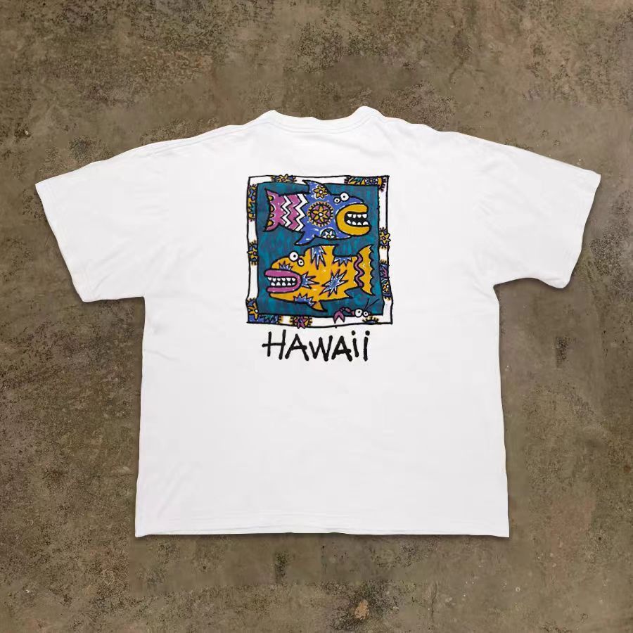 Vintage Washed retro fish pattern loose t-shirt Size US M / EU 48-50 / 2 - 1 Thumbnail