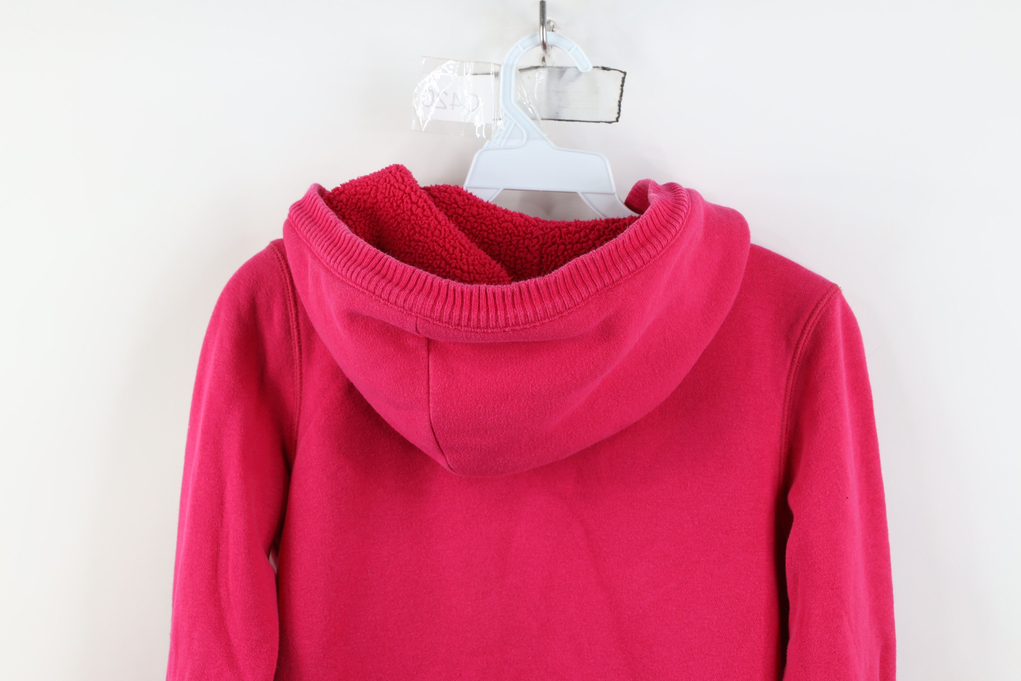 Aeropostale Vintage 90s Y2K Aeropostale Pile Fleece Lined Hoodie Pink Size XS / US 0-2 / IT 36-38 - 14 Thumbnail