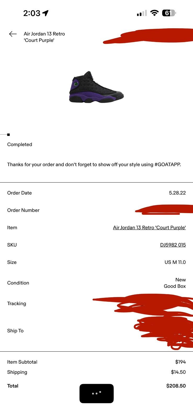Jordan Brand Jordan 13 Court Purple Size US 11 / EU 44 - 10 Thumbnail