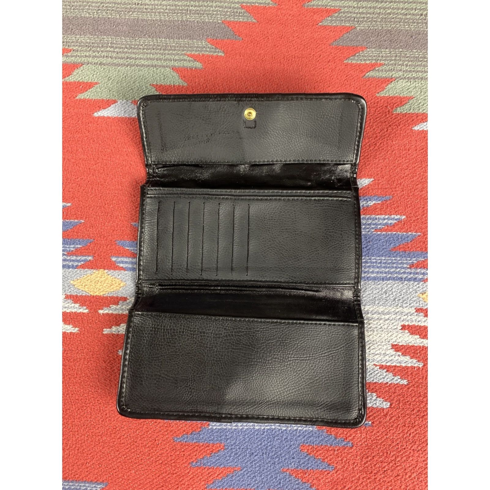 Liz Claiborne VINTAGE Liz Claiborne Leather Wallet Clutch Tri Fold Womens Black Zip-Around Zipper Credit Card Size ONE SIZE - 2 Thumbnail