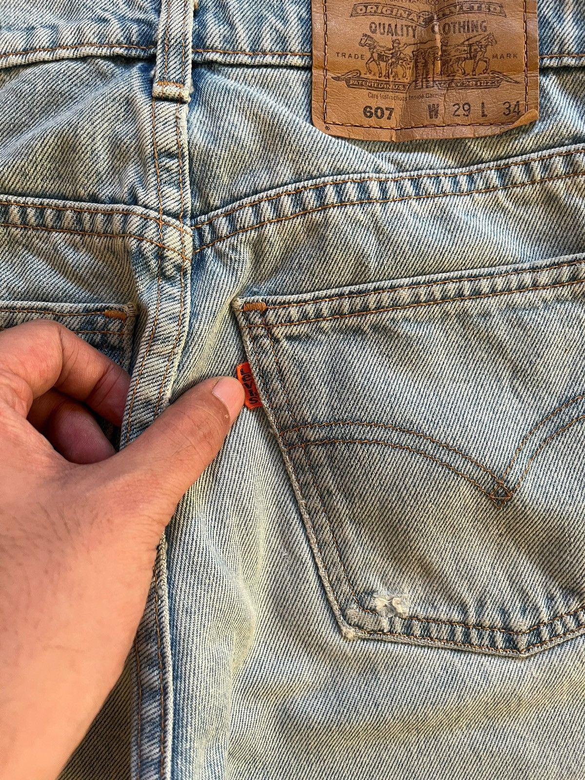 Levi's × Levi's Vintage Clothing Vintage 80s Levis 607 Orange Tab Distressed Loose Jeans Size US 28 / EU 44 - 9 Thumbnail