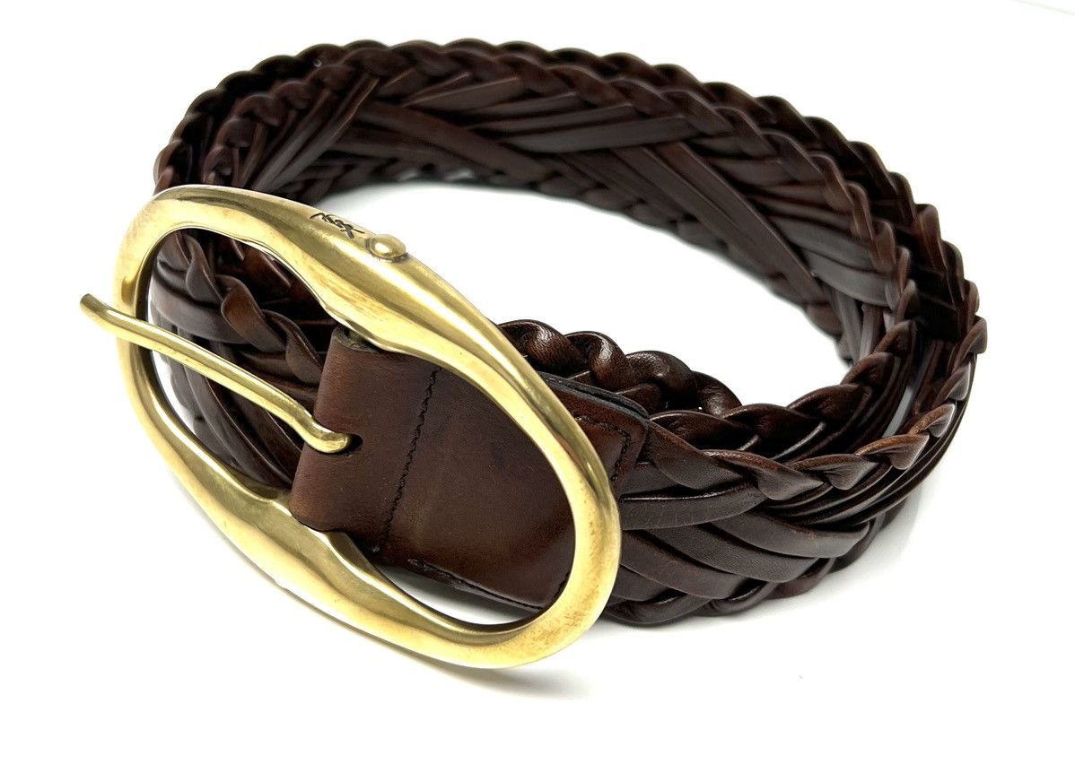 Yves Saint Laurent YVES SAINT LAURENT GOLD TONE BUCKLE W/ BRAIDED LEATHER BELT Size ONE SIZE - 9 Thumbnail
