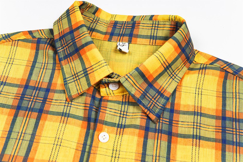 Japanese Brand Men's American Retro Plaid Shirt with Letter Embroidery Size US M / EU 48-50 / 2 - 3 Thumbnail