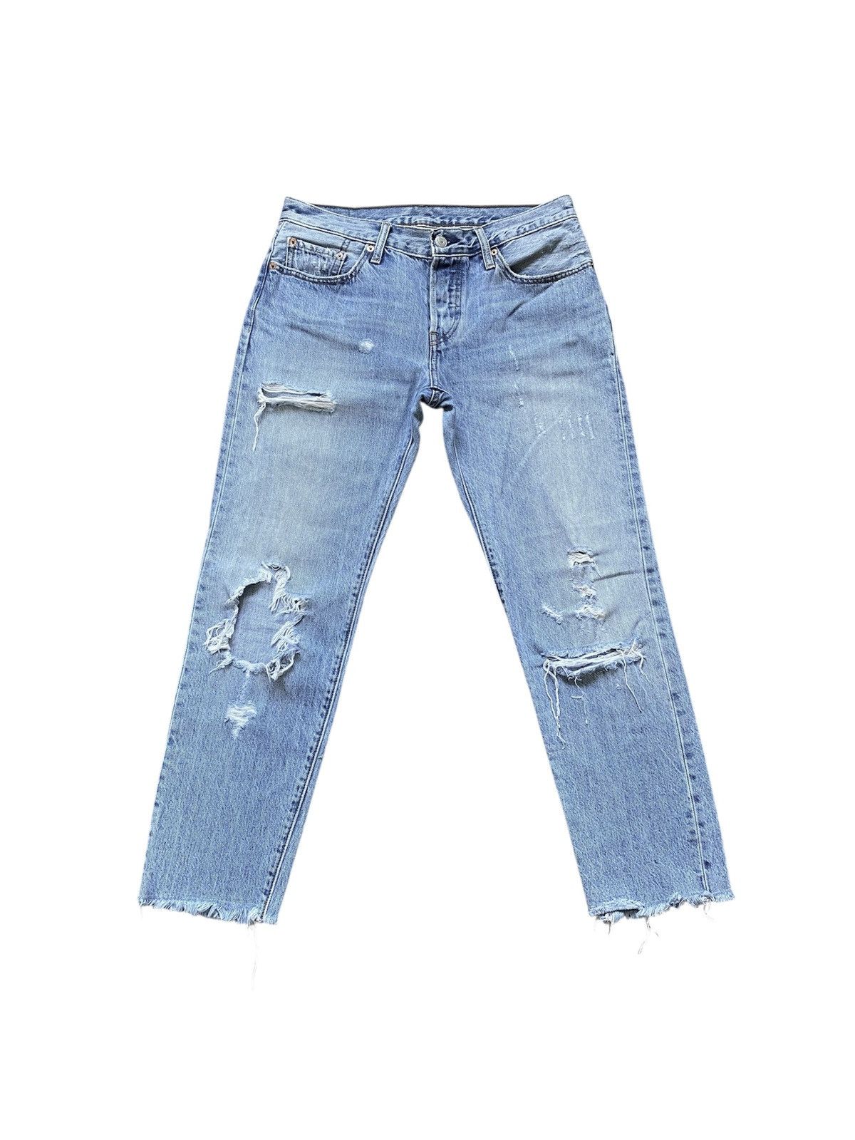 Levi's Vintage Clothing Levi’s Customized Tapered 501 CT Torn Distressed Jeans Denim Size 26" / US 2 / IT 38 - 1 Thumbnail