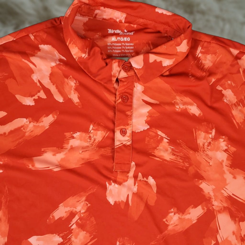 Vintage Birdie Bound Polo Shirt Mens Size XL Orange Camouflage Golf Casual Short Sleeve Size US XL / EU 56 / 4 - 1 Thumbnail
