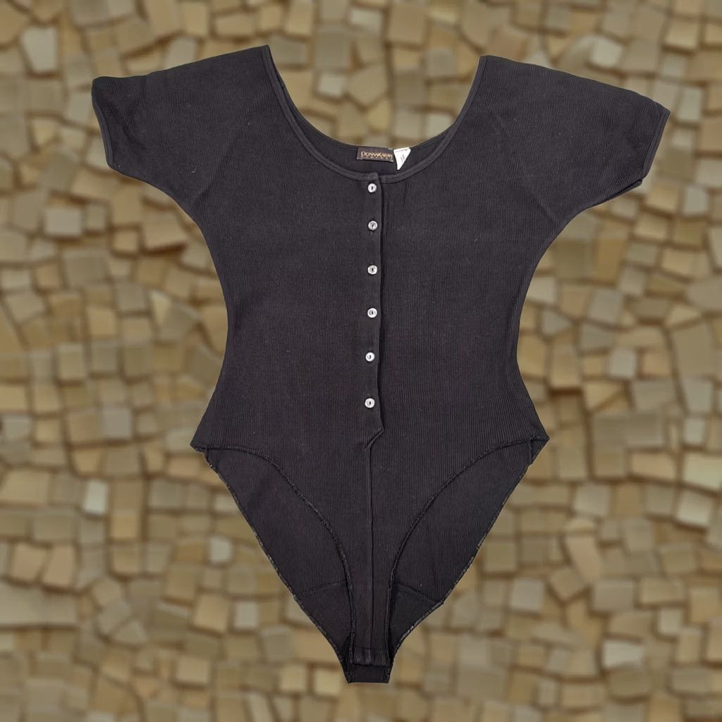 Donna Karan Donna Karan Bodysuit Black Large Cotton Short Sleeves Top Women Vintage Regular XS? Size L / US 10 / IT 46 - 1 Thumbnail