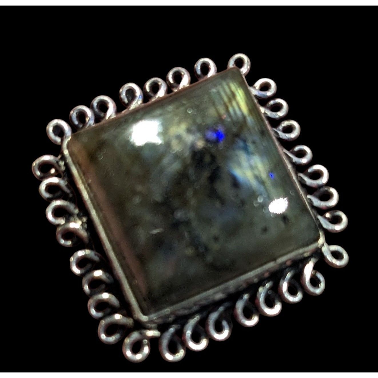 Other Whimsical Labradorite Square Cut Sterling Silver Ring Size 1 Size ONE SIZE - 17 Thumbnail