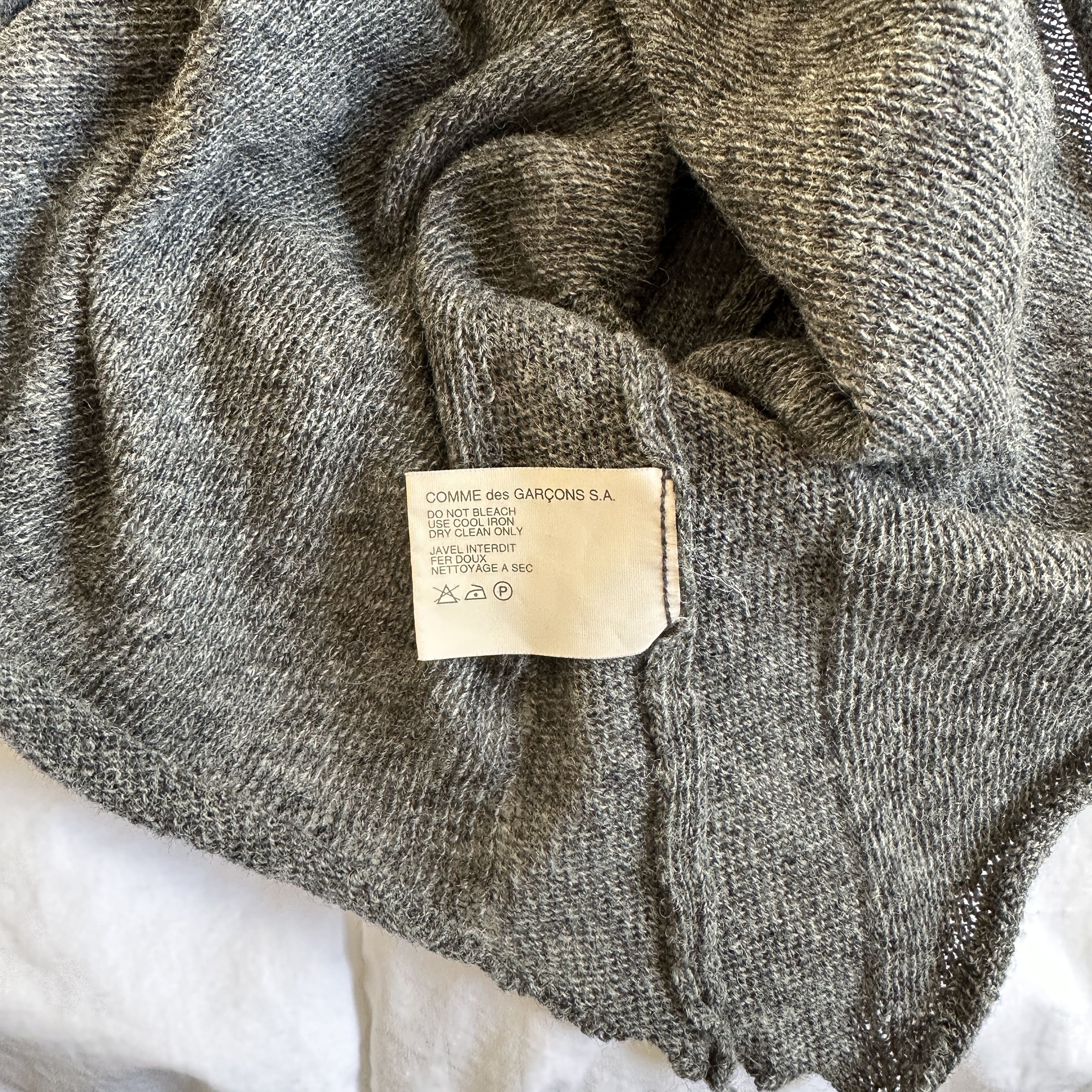 image of Comme Des Garcons Distressed Knit Sweater in Grey, Men's (Size Large)