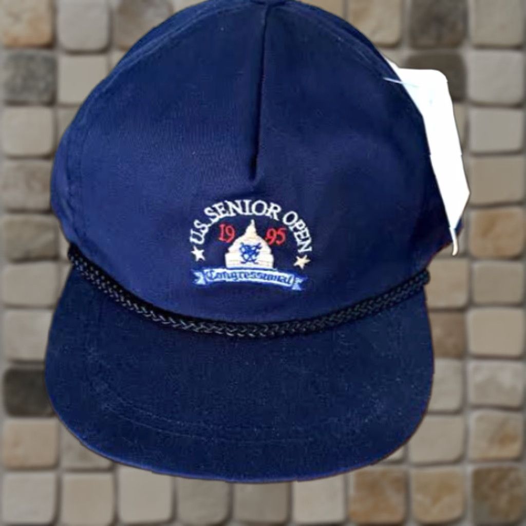 Vintage VINTAGE US Senior Open 1995 Congressional Hat Imperial Headwear Baseball Cap Men Adjustable Blue NWT Leather Strap Golf Canvas Cap Size ONE SIZE - 1 Thumbnail