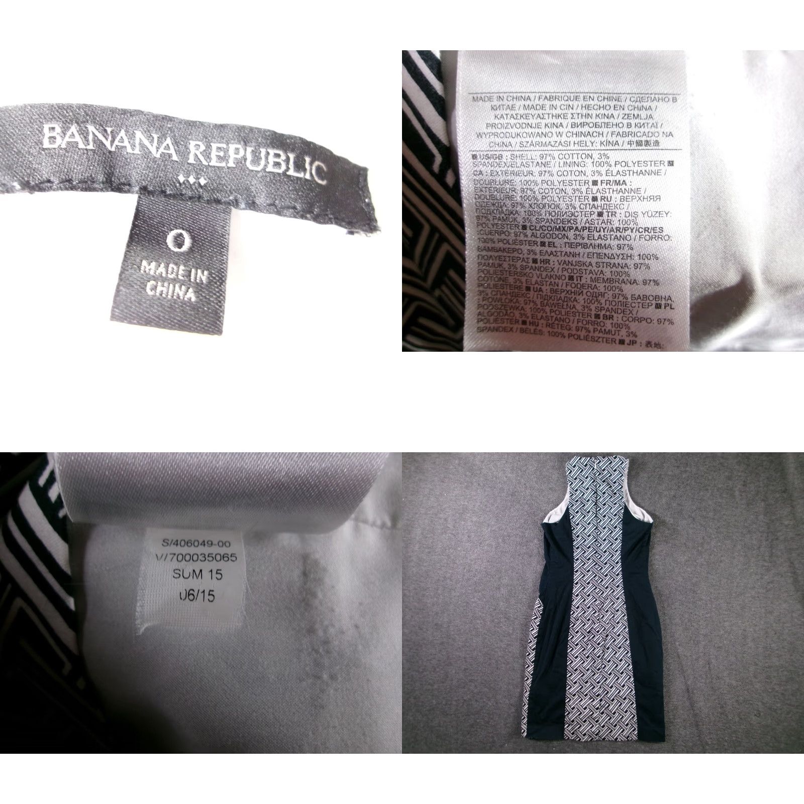 Banana Republic Banana Republic Dress Womens 0 Geometric Print Sheath High Neck Navy White Sleeveless Zip Back Knee Length Summer Regular Size 0 Blue Womens Size XS / US 0-2 / IT 36-38 - 8 Thumbnail