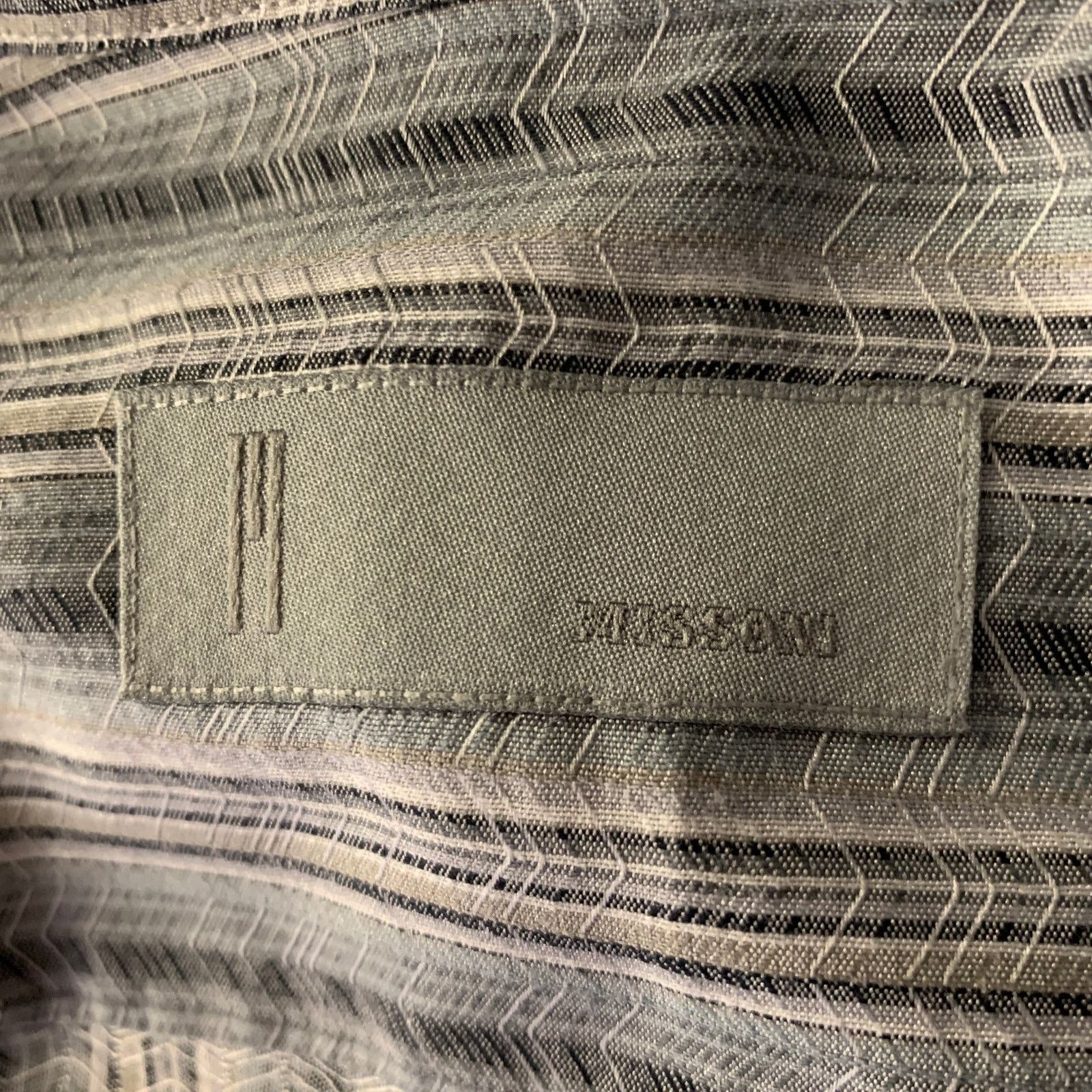 Missoni MISSONI Grey Multi-Color Zig Zag Stripe Long Sleeve Shirt Size US L / EU 52-54 / 3 - 5 Thumbnail