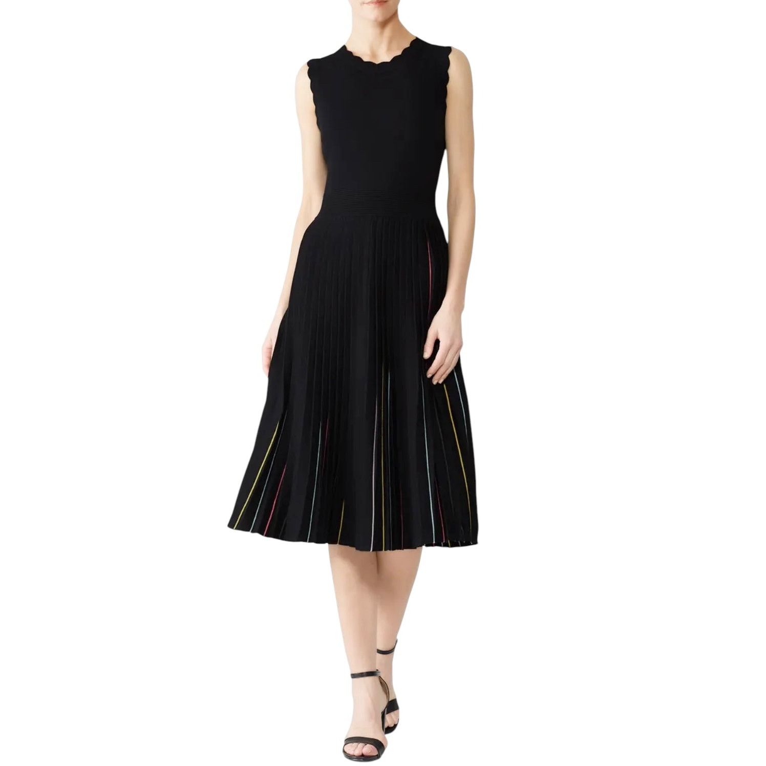 Kate Spade Kate Spade Black Pleated Scalloped Knit Sweater Midi Dress Size XS / US 0-2 / IT 36-38 - 1 Thumbnail