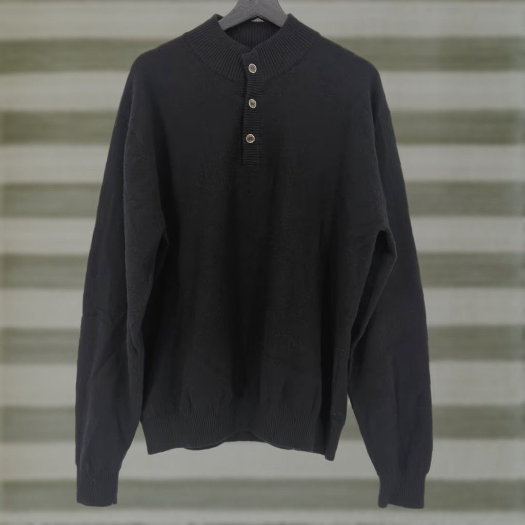 Peter Millar VINTAGE Peter Millar Luxe Blend Mens LT Black Wool Cashmere Mock Neck Button Sweater Size US L / EU 52-54 / 3 - 1 Thumbnail