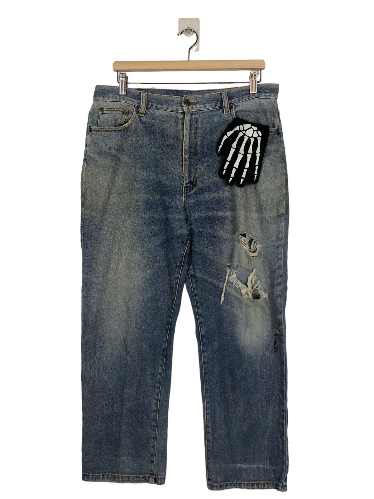 Japanese Brand RARE PUNK DESIGN DISTRESSED DENIM OSJ USA Size US 33 - 1 Thumbnail