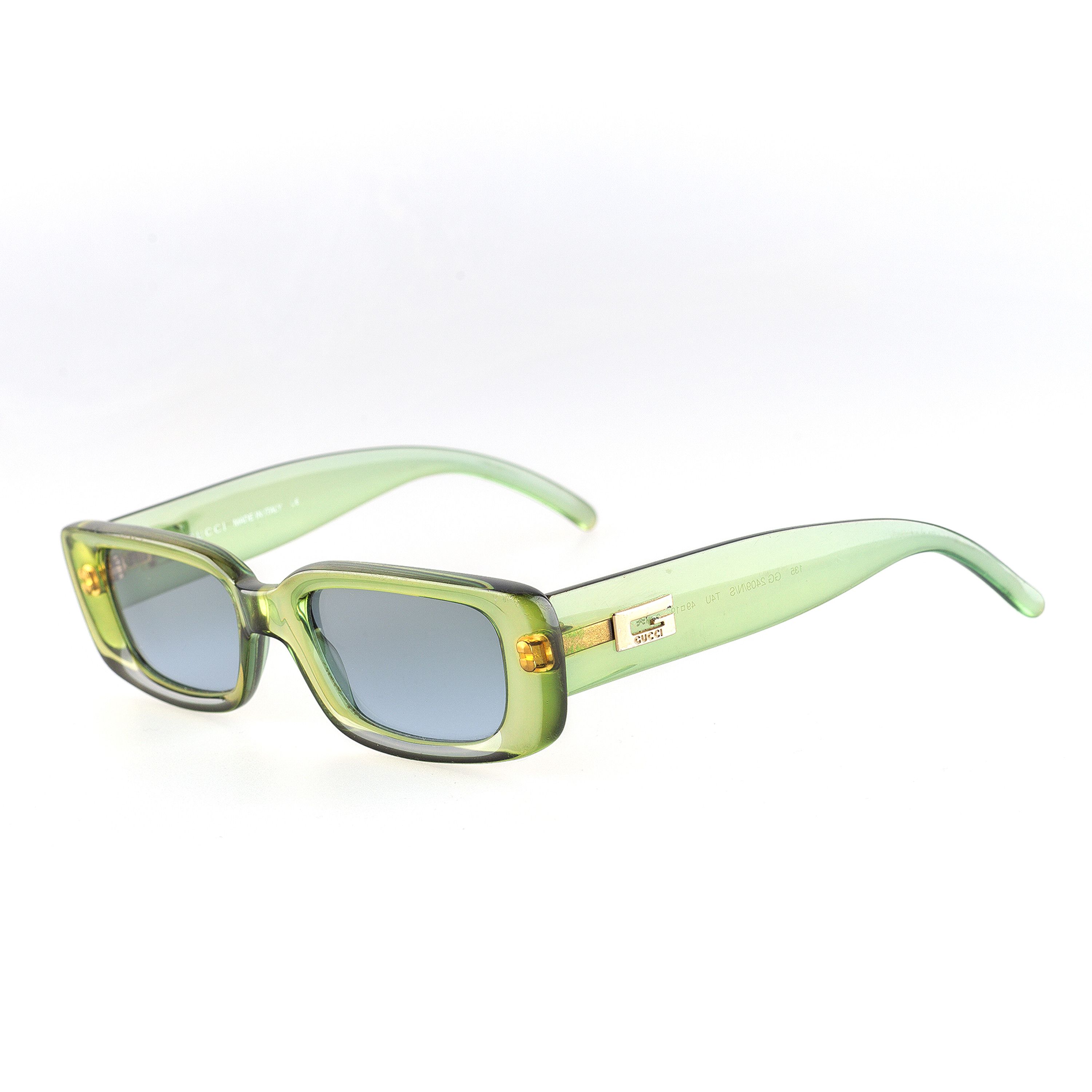 Gucci GG 2409 Green Acetate Rectangle Sunglasses