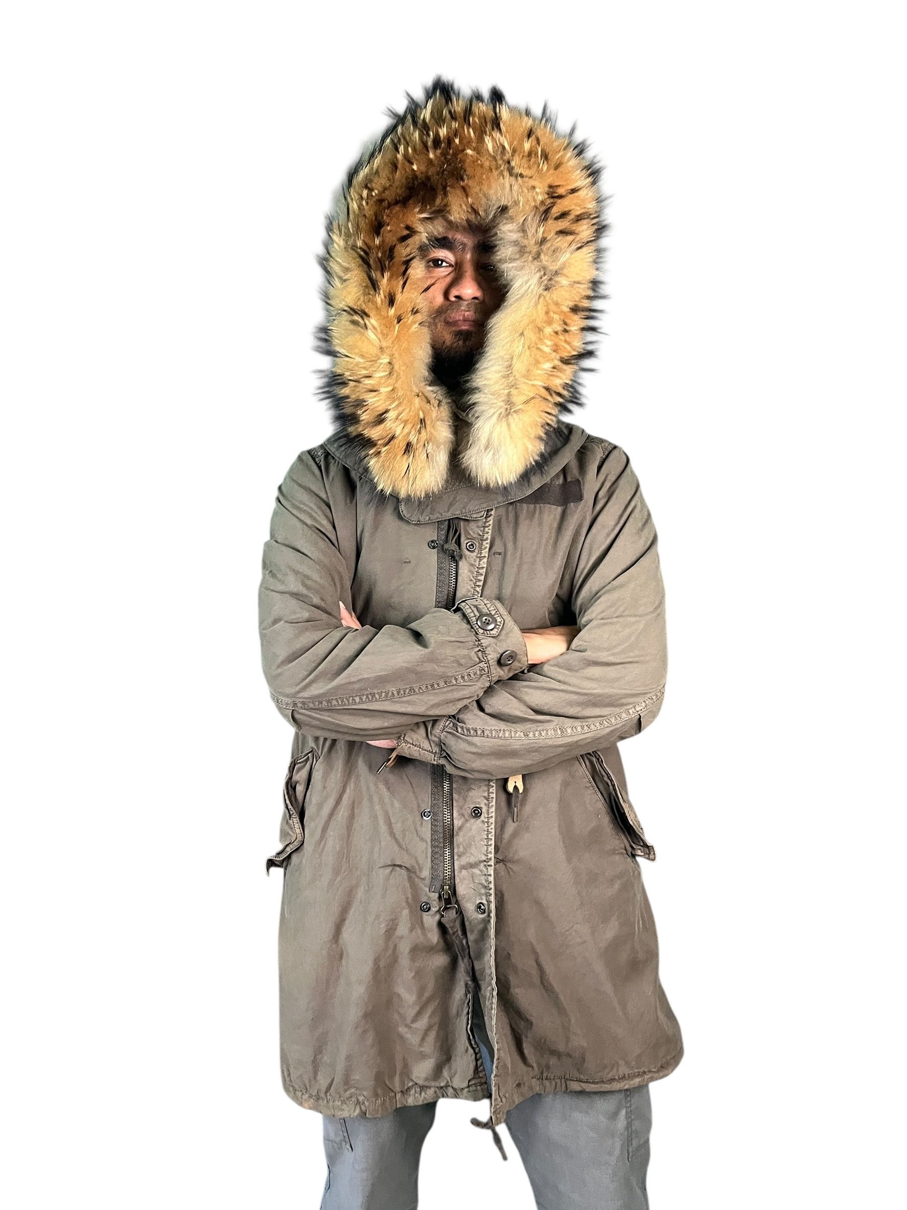 GOA G.O.A. Equipment Military Parka Racoon Fur Hooded Jacket Size US S / EU 44-46 / 1 - 3 Thumbnail